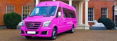 Pink Party Bus Limousine for Weddings